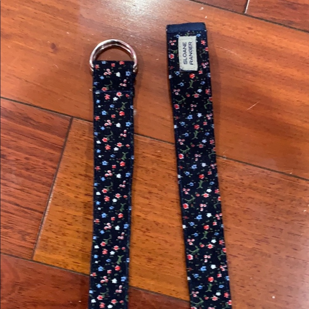 navy floral belt